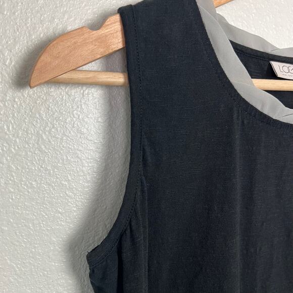 LOGO by Lori Goldstein Small Embellished Slub Knit Tank Tunic with Chiffon Trim - Picture 4 of 8